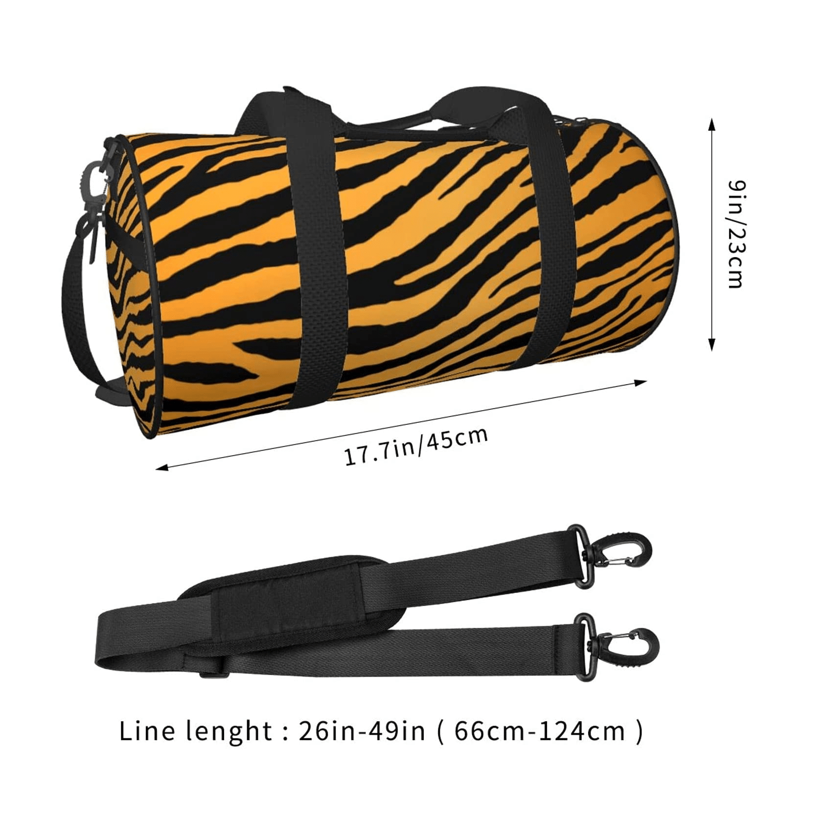 Tiger Printed Duffle Bag Size
