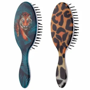 tiger pattern hair brush