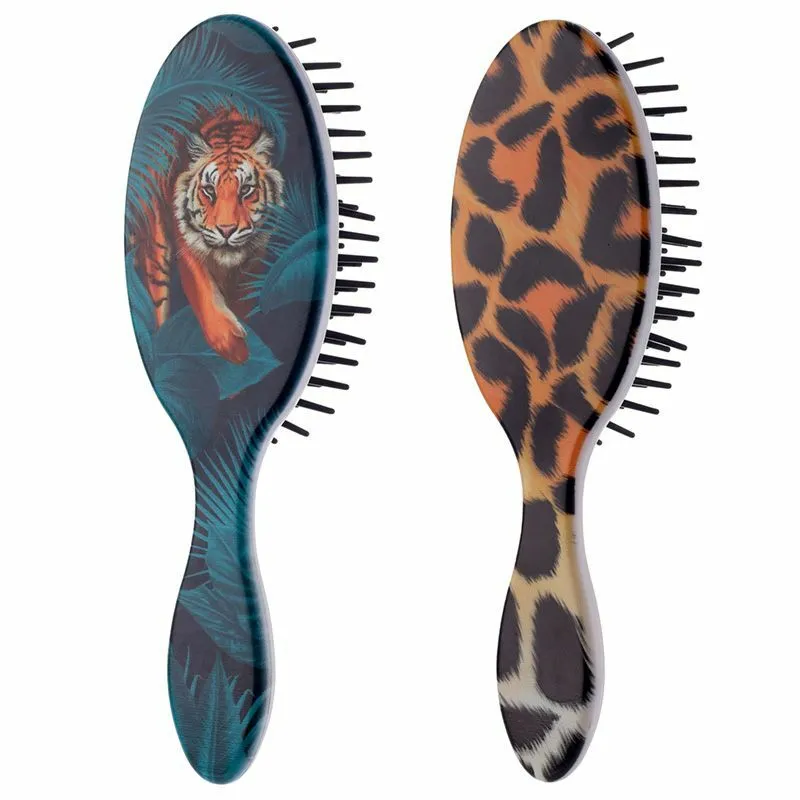 tiger pattern hair brush