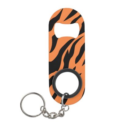 tiger pattern print keychain bottle opener
