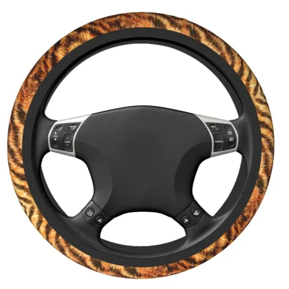 orange tiger pattern print car steering wheel cover