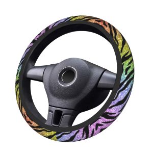 rainbow tiger stripe car steering wheel cover