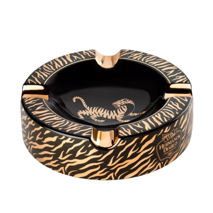 tiger large black gold ceramic cigar ashtray