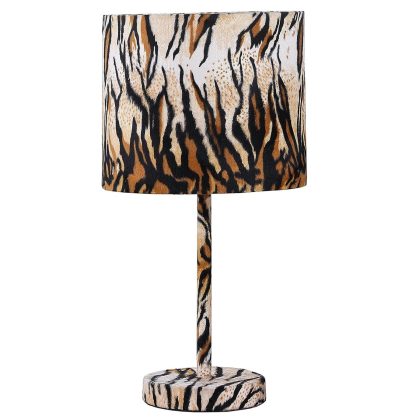 tiger print metal table lamp