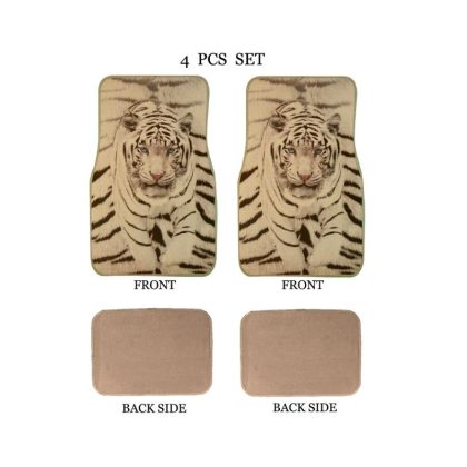 beige tiger print car floor mats