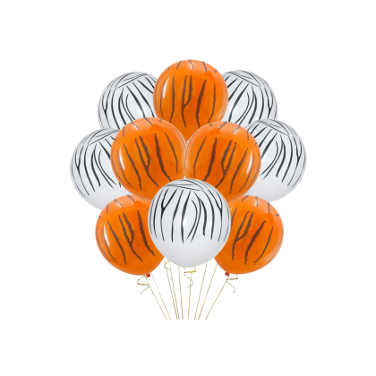 white & orange tiger striped party balloons 12ct