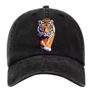 black tiger print adjustable baseball cap