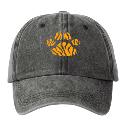 black vintage tiger stripe paw baseball cap