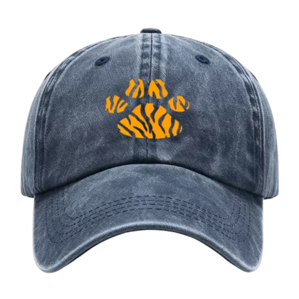 blue vintage tiger stripe paw baseball cap