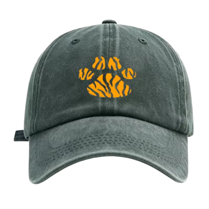 green vintage tiger stripe paw baseball cap