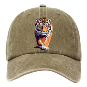 khaki tiger print adjustable baseball cap