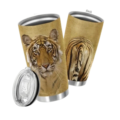 realistic tiger stainless steel insulated coffee tumbler 20oz
