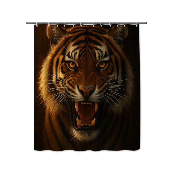 bold roaring tiger shower curtain (70.8" w x 70.8" l)
