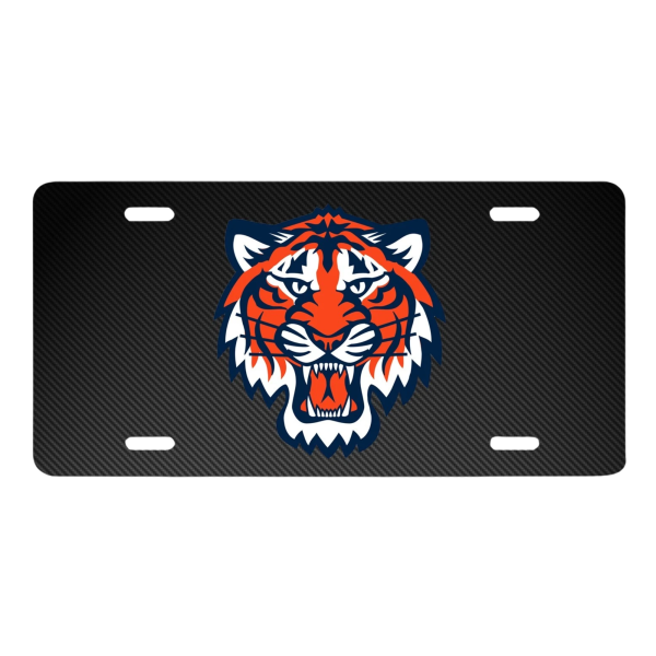 detroit tigers carbon fiber license plate tag