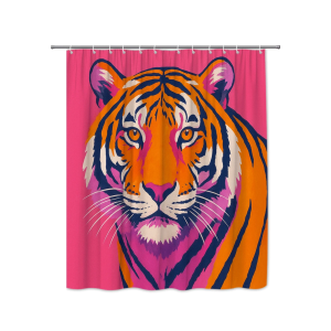 fun pink tiger shower curtain (70.8" w x 70.8" l)