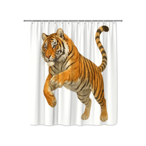 jumping vintage tiger shower curtain (70.8" w x 70.8" l)
