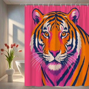 fun pink tiger shower curtain (70.8" w x 70.8" l)