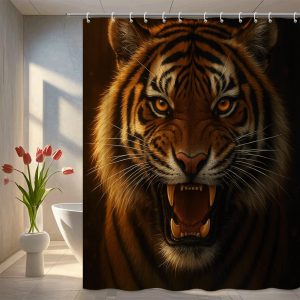 bold roaring tiger shower curtain (70.8" w x 70.8" l)