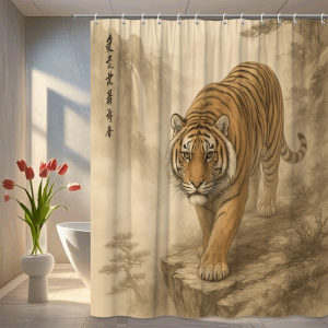 elegant tiger shower curtain 70.8" w x 70.8" l)