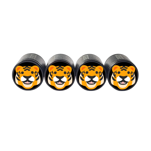tiger face emoji tire valve caps