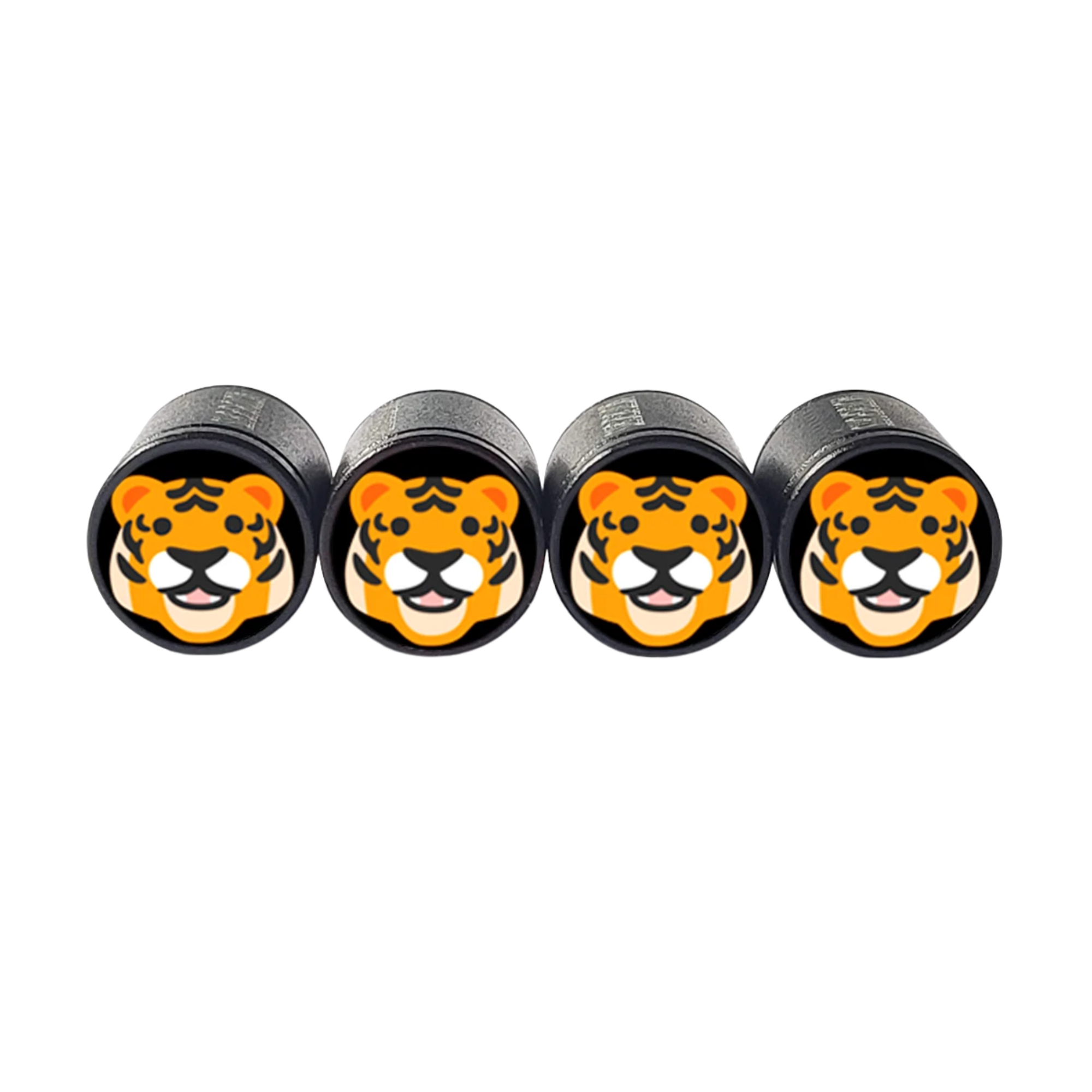 tiger face emoji tire valve caps