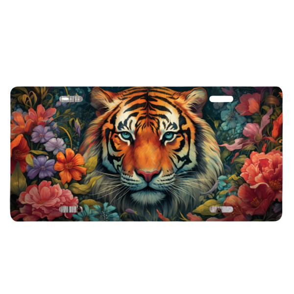 tiger with flowers license plate