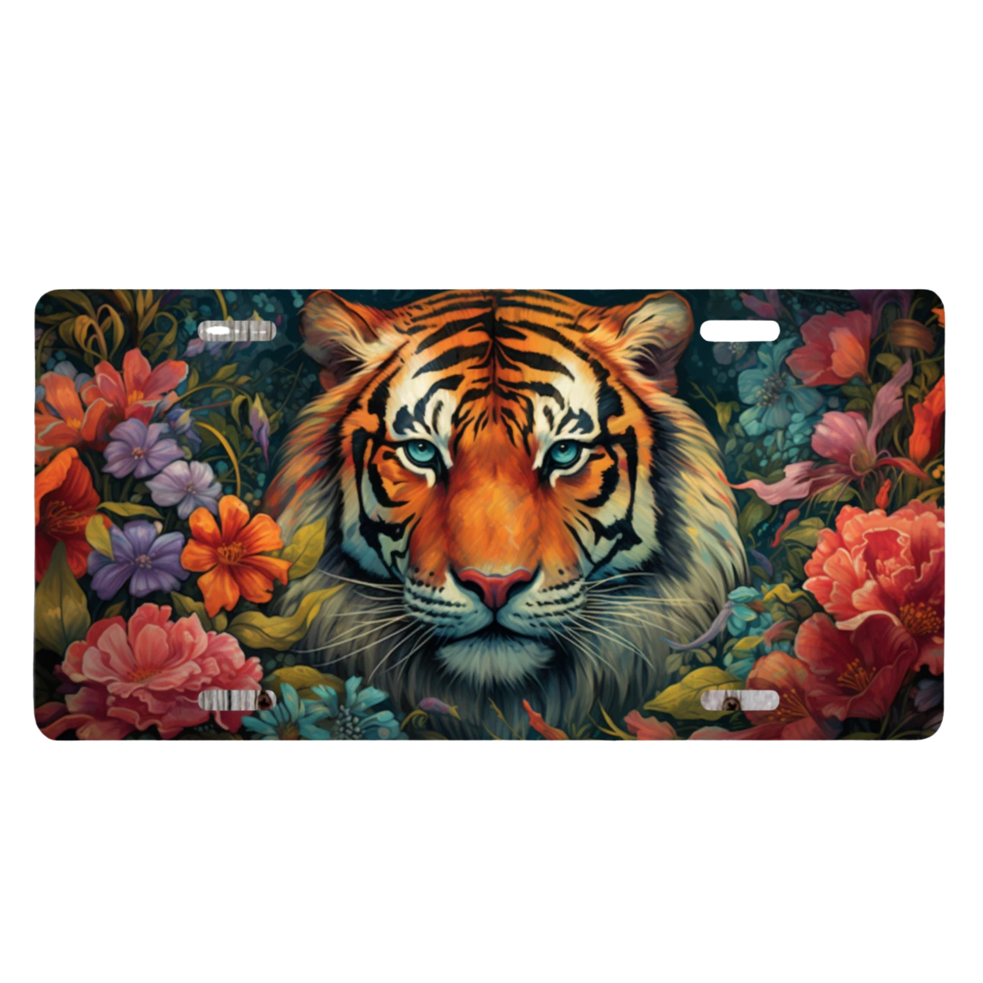 tiger with flowers license plate