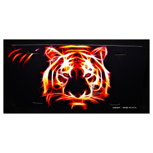 glowing tiger license plate tag
