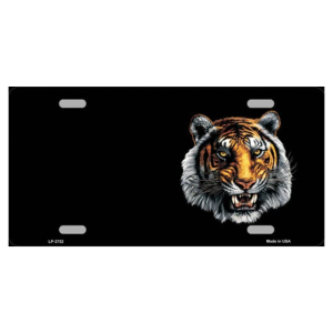 tiger offset metal license plate tag