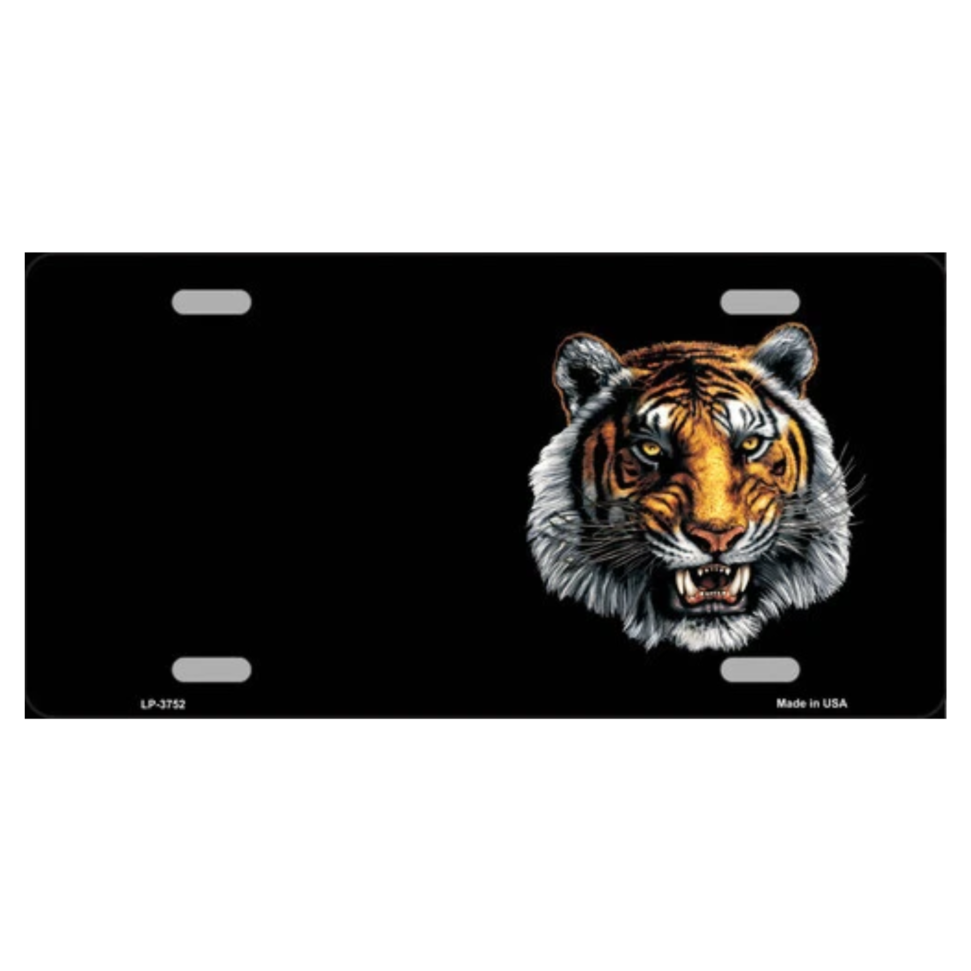 tiger offset metal license plate tag