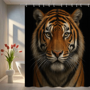 realistic tiger shower curtain (70.8" w x 70.8" l)