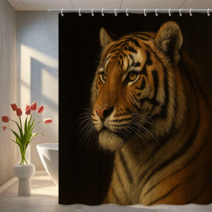 wild tiger shower curtain (70.8" w x 70.8" l)
