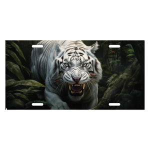 white tiger license plate tag