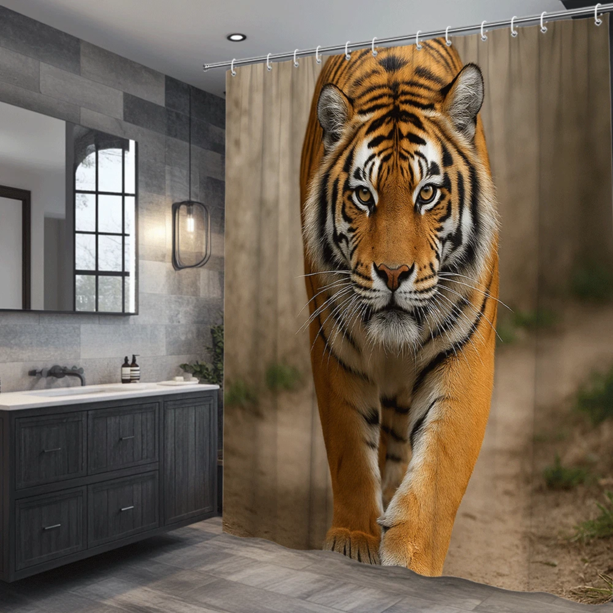 majestic tiger shower curtain (70.8" w x 70.8" l)