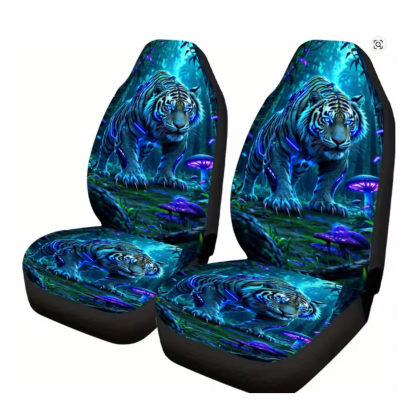 Luminous Tiger Forest Print Car Seat Covers