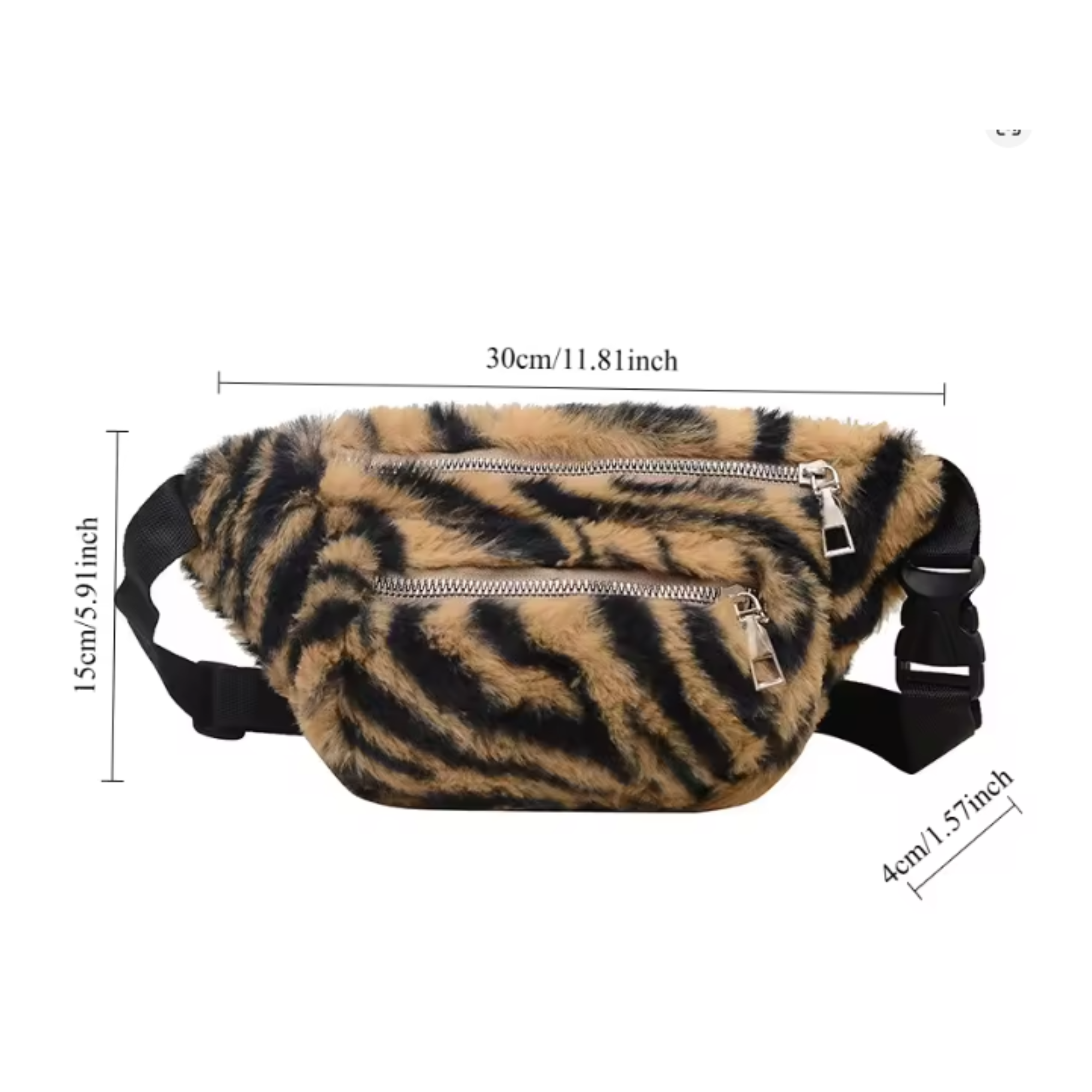 Tiger Print Plush Women's Waist Bag