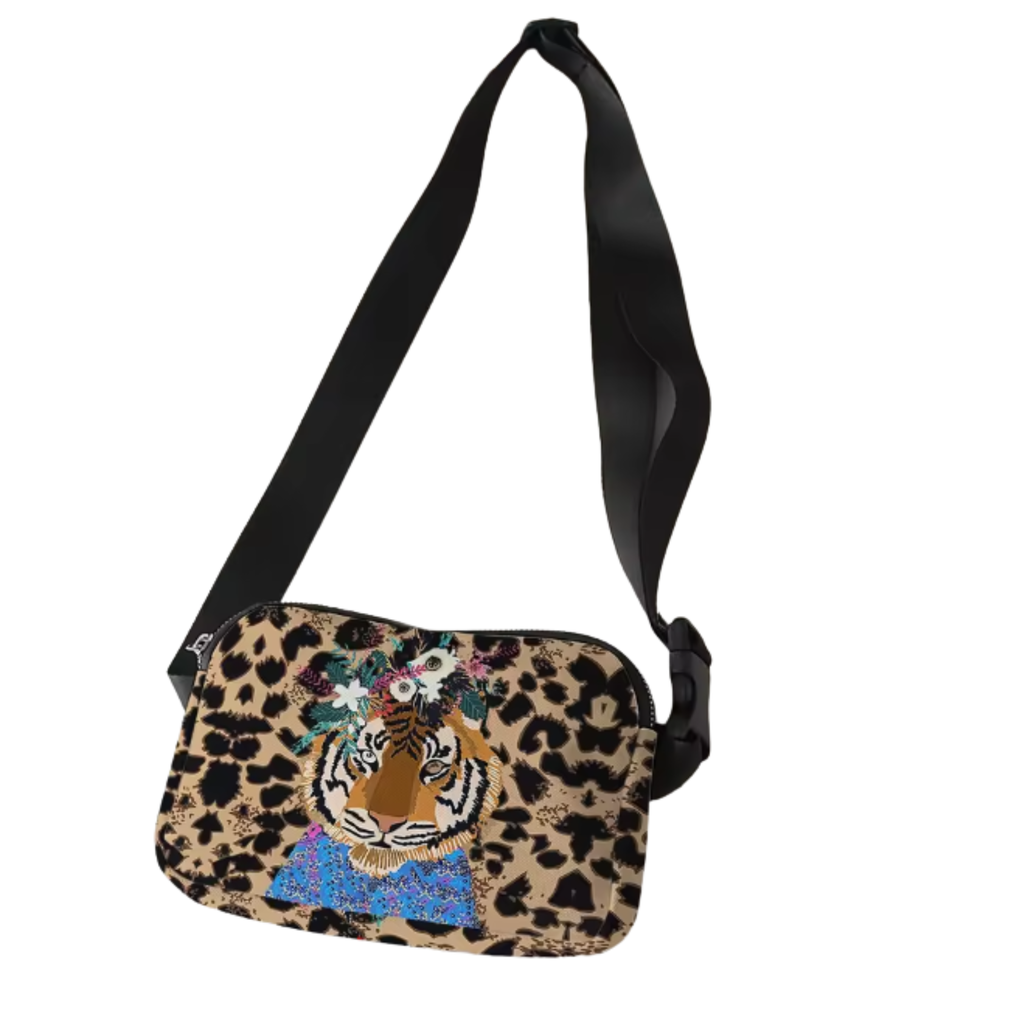 Tiger Print Adjustable Waist Bag with 2 Zipper Pockets