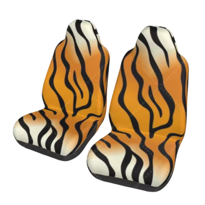 White and Orange Tiger Print Car Seat Cover