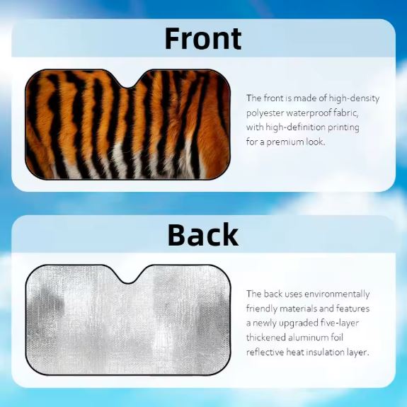 Tiger Skin Print Foldable Windshield Sun Shade - Image 5