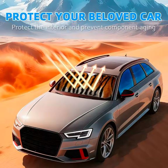 Tiger Skin Print Foldable Windshield Sun Shade - Image 3