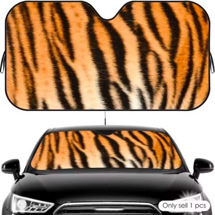 Tiger Skin Print Foldable Windshield Sun Shade