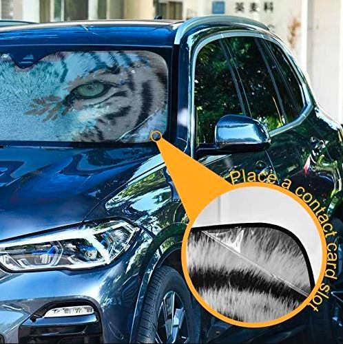 White Tiger Animal Print Car Windshield Sun Shade - Image 3