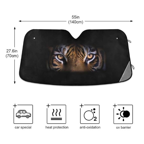 Tiger Print Car Sunshade for Windshield - Image 2