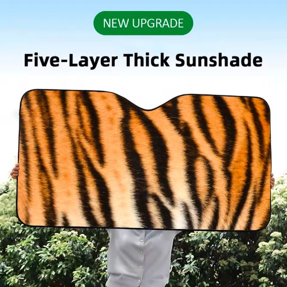 Tiger Skin Print Foldable Windshield Sun Shade - Image 2