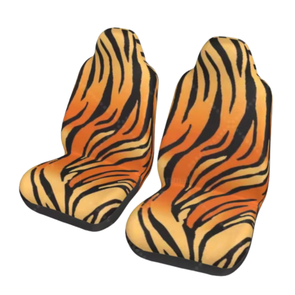 Beige and White Tiger Print Car Seat Cover