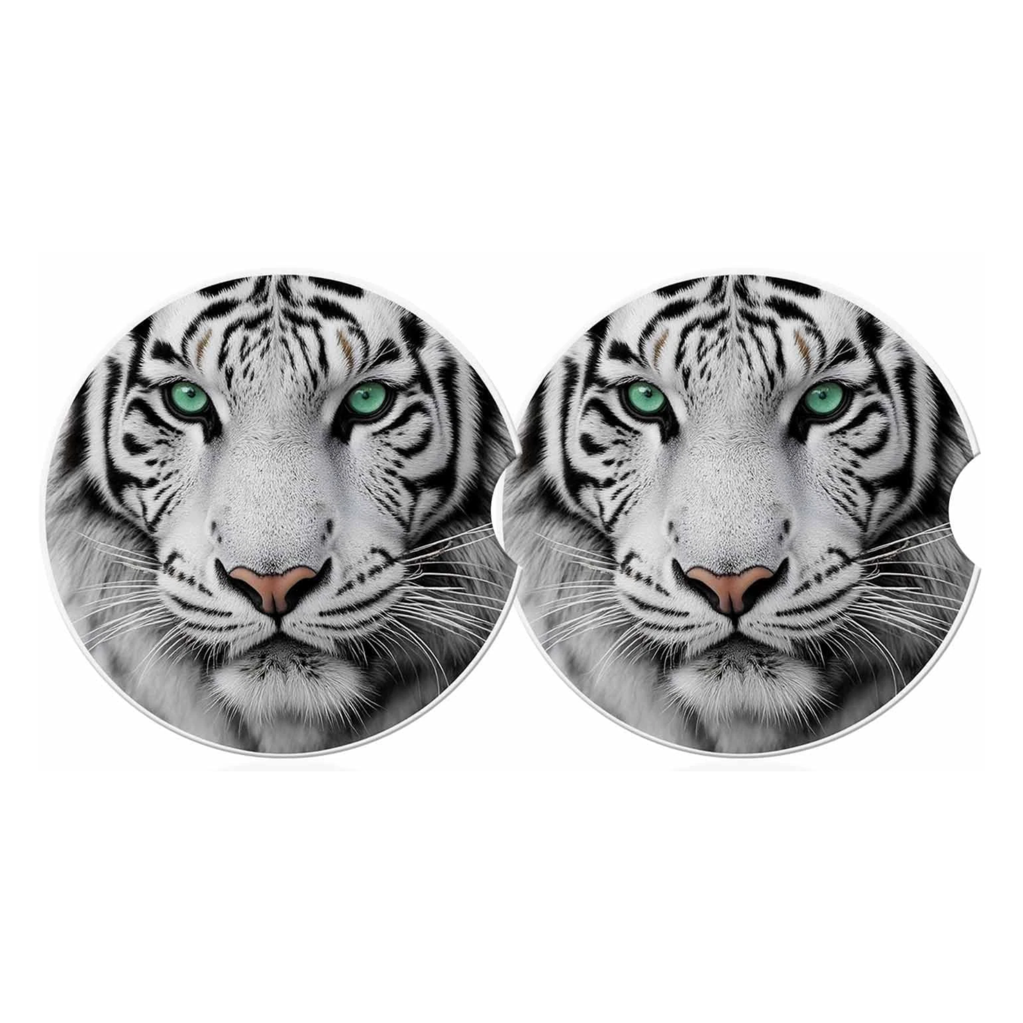 White Tiger Car Cup Holder Coaster (2 ct)