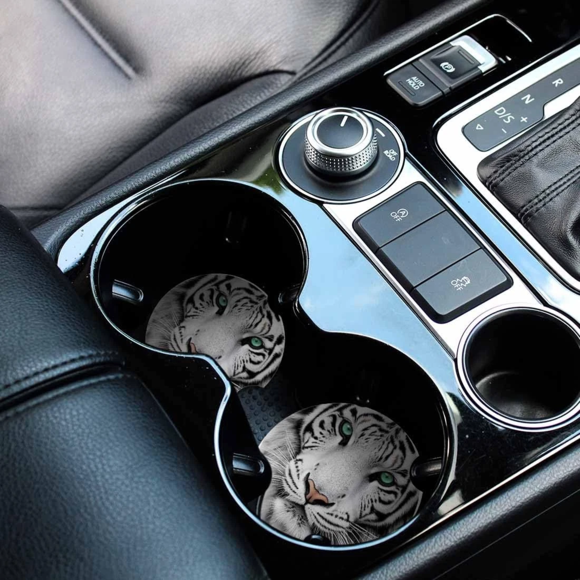 White Tiger Car Cup Holder Coaster (2 ct) - Image 4