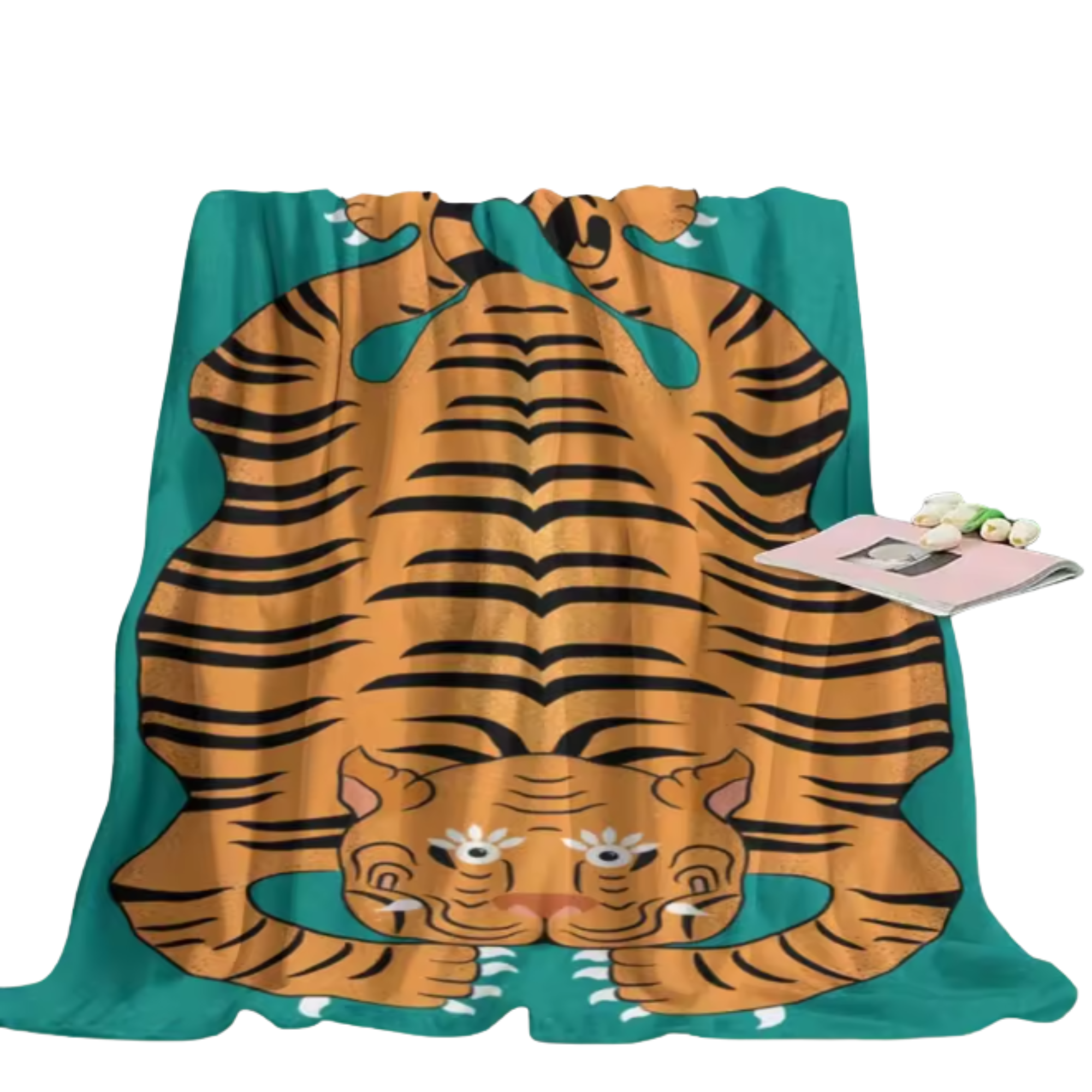 Little Tiger Pattern Flannel Throw Blanket - Image 2