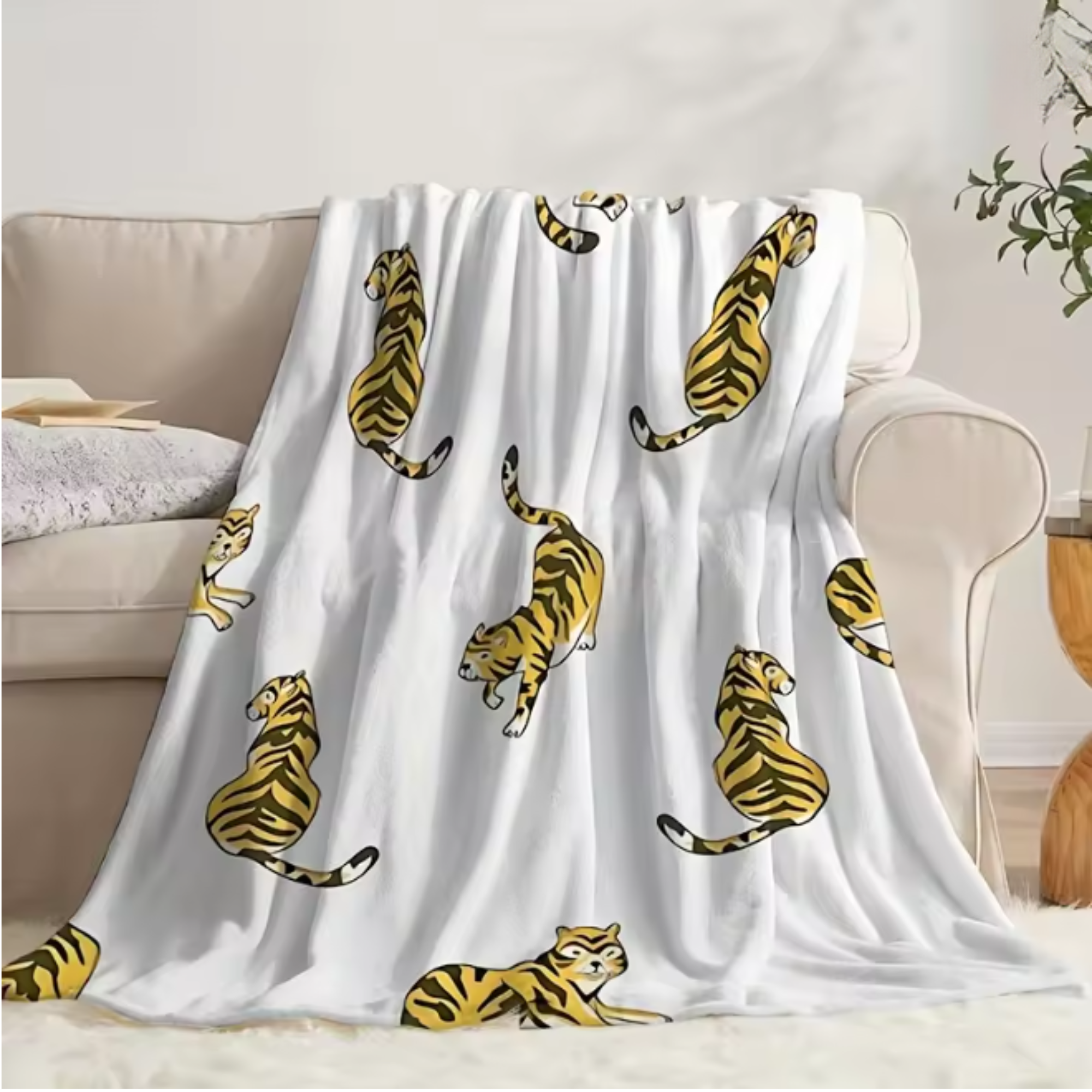 Cute Tiger Print Throw Blanket