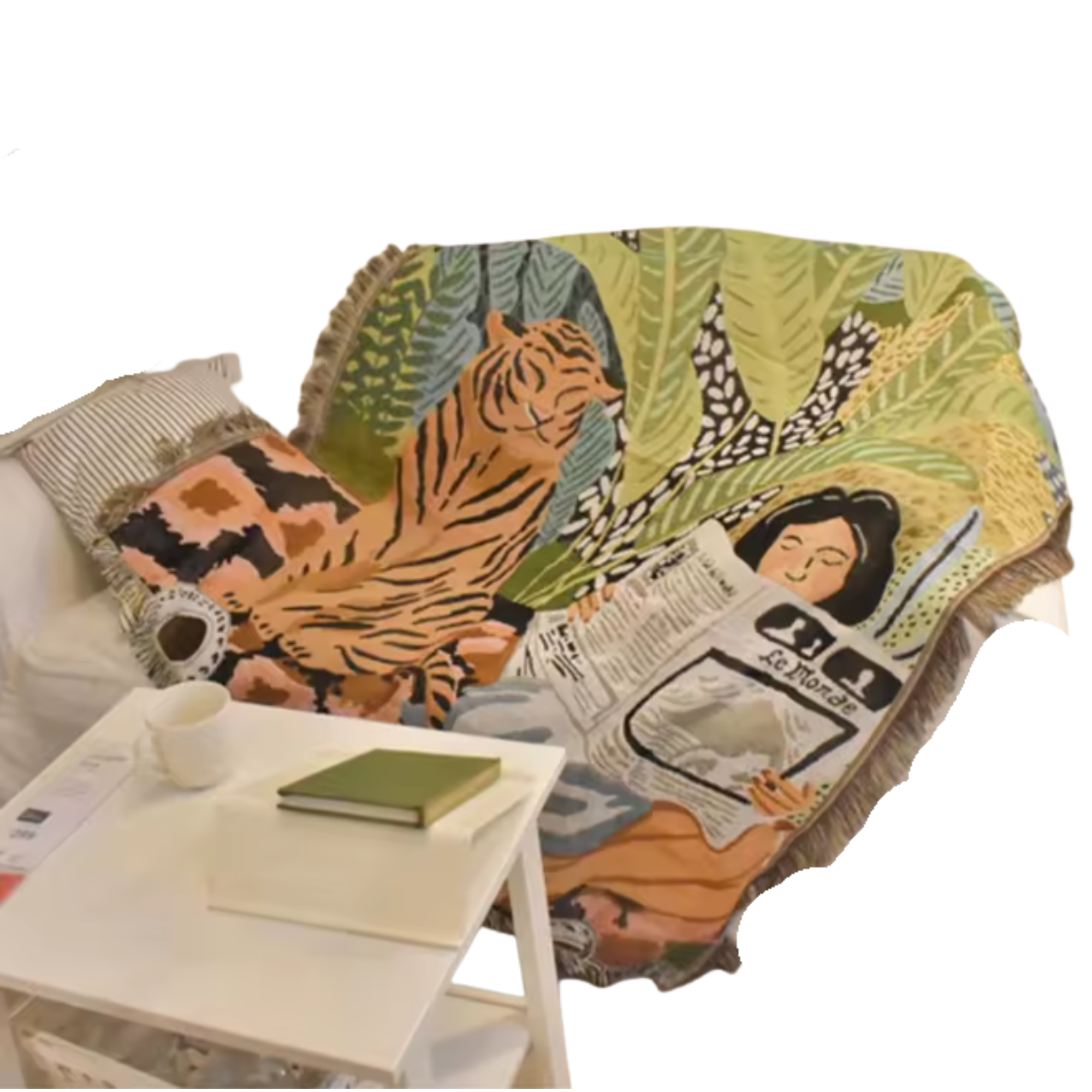 Tiger Newspaper Print Throw Blanket - Image 3